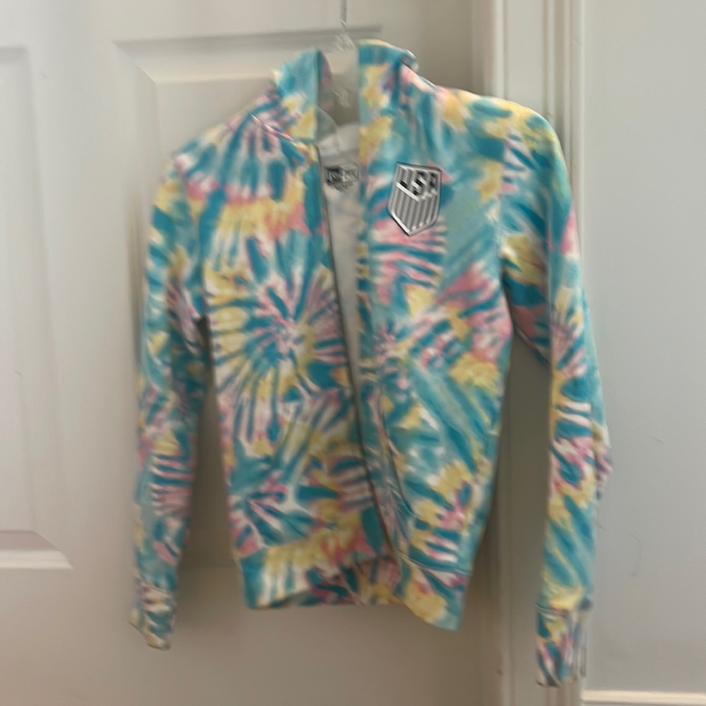 girls usa tie dye zip up